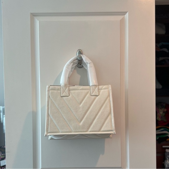 SANDRO Kasbah Quilted Canvas Tote Bag In Ecru. NWT - Picture 7 of 16